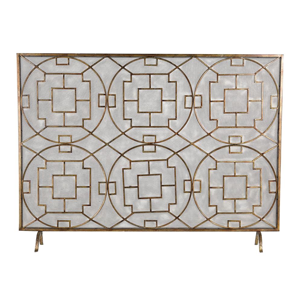 ELK Home 51-10160 Geometric Firescreen in Silver Paint With Dark Brown Antique Wash