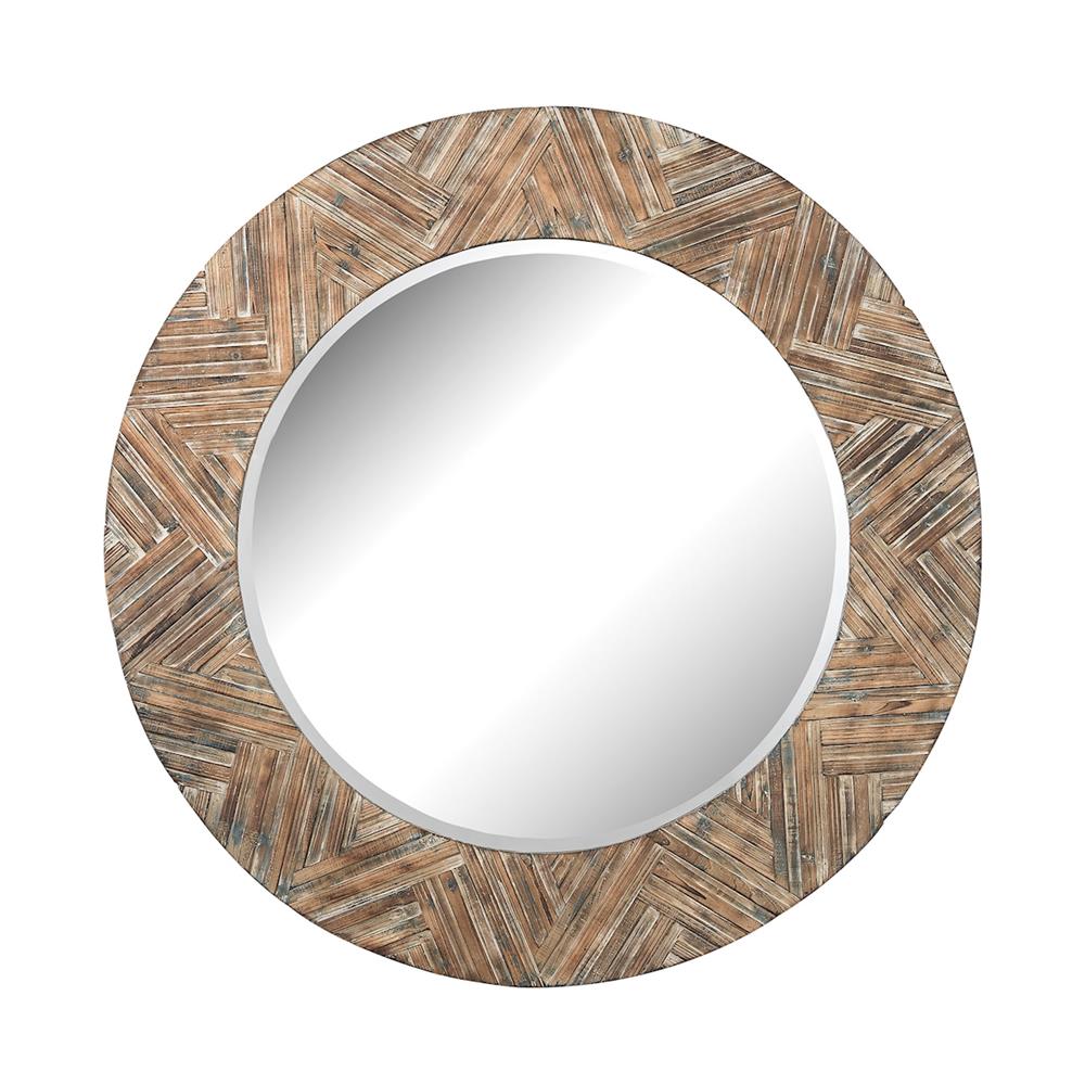 ELK Home 51-10162 Large Round Wicker Mirror in Natural Drift Wood