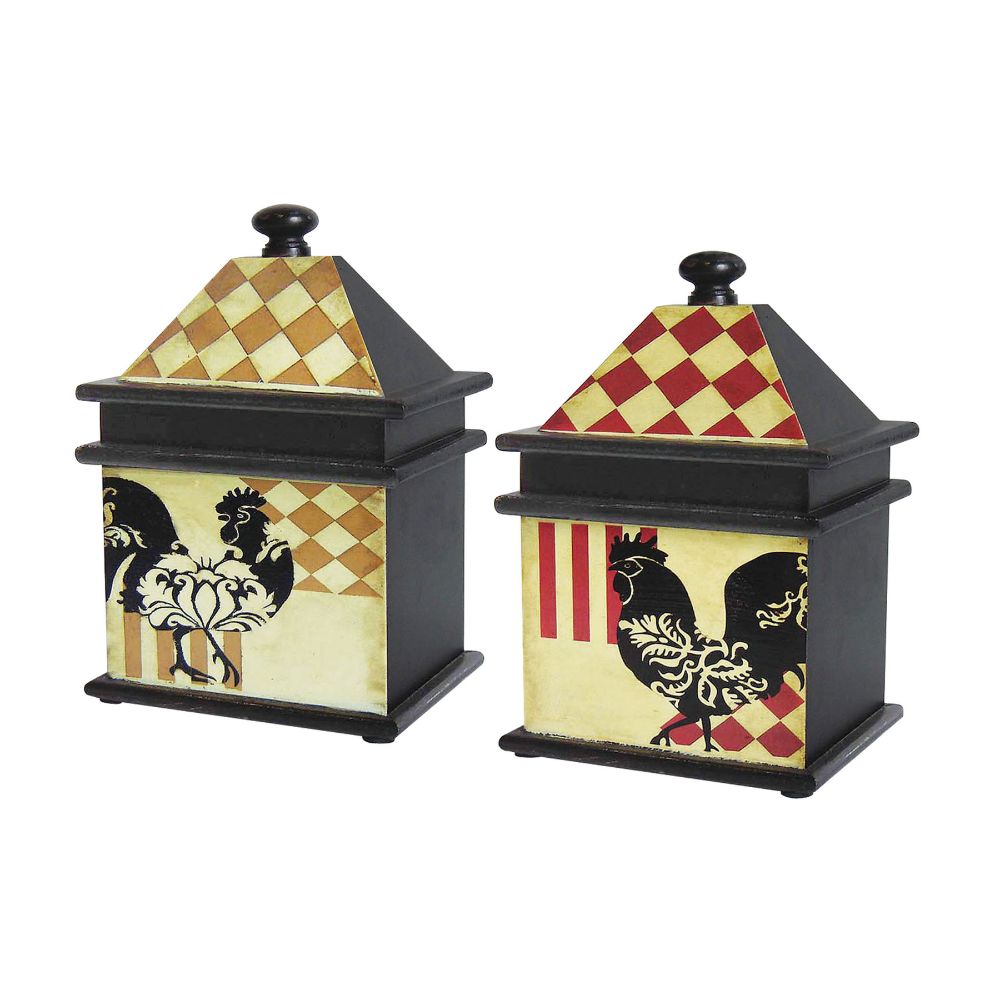 ELK Home 51-9267 Harlequin Rooster Boxes (Set of 2) in Brown