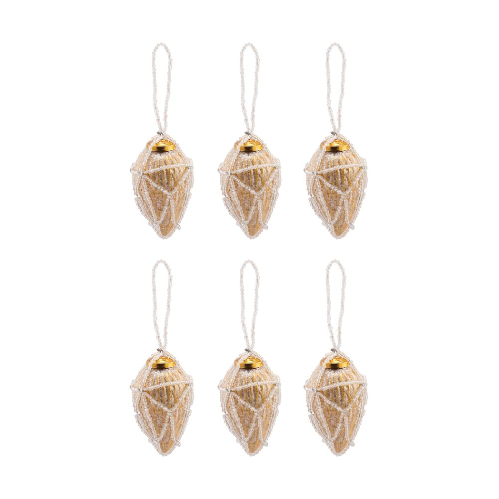 ELK Home 519277/S6 Beaded Ornament Conical (Set of 6) in Gold