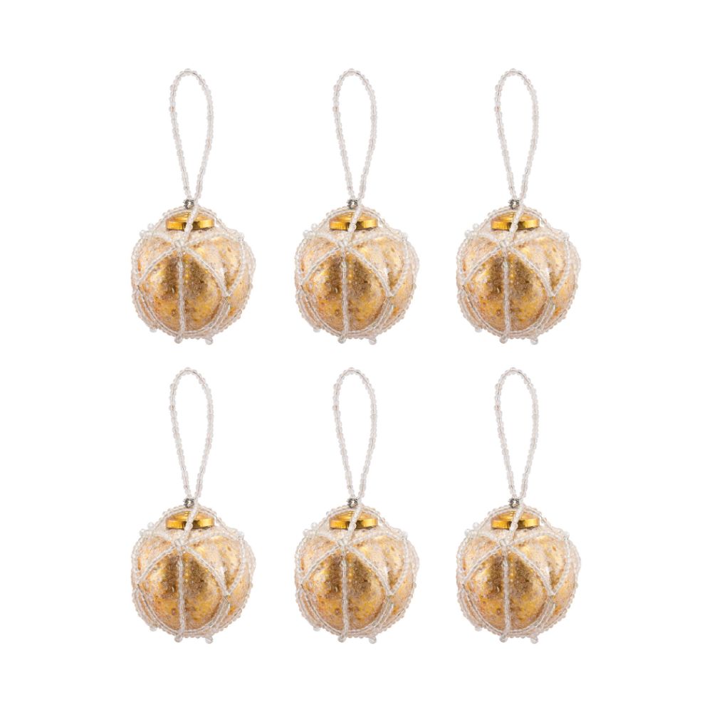 ELK Home 519284/S6 Beaded Ornament Optic Round (Set of 6) in Gold