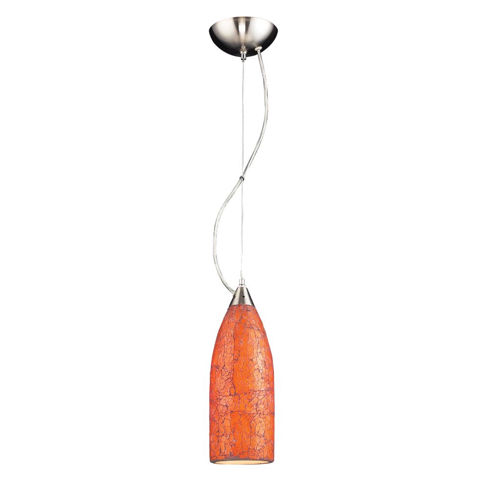 ELK Lighting 523-1ASC VENITO COLLECTION 1-LIGHT PENDANT in SATIN NICKEL with AUTUMN SUNSET GLASS in Autumn Brass