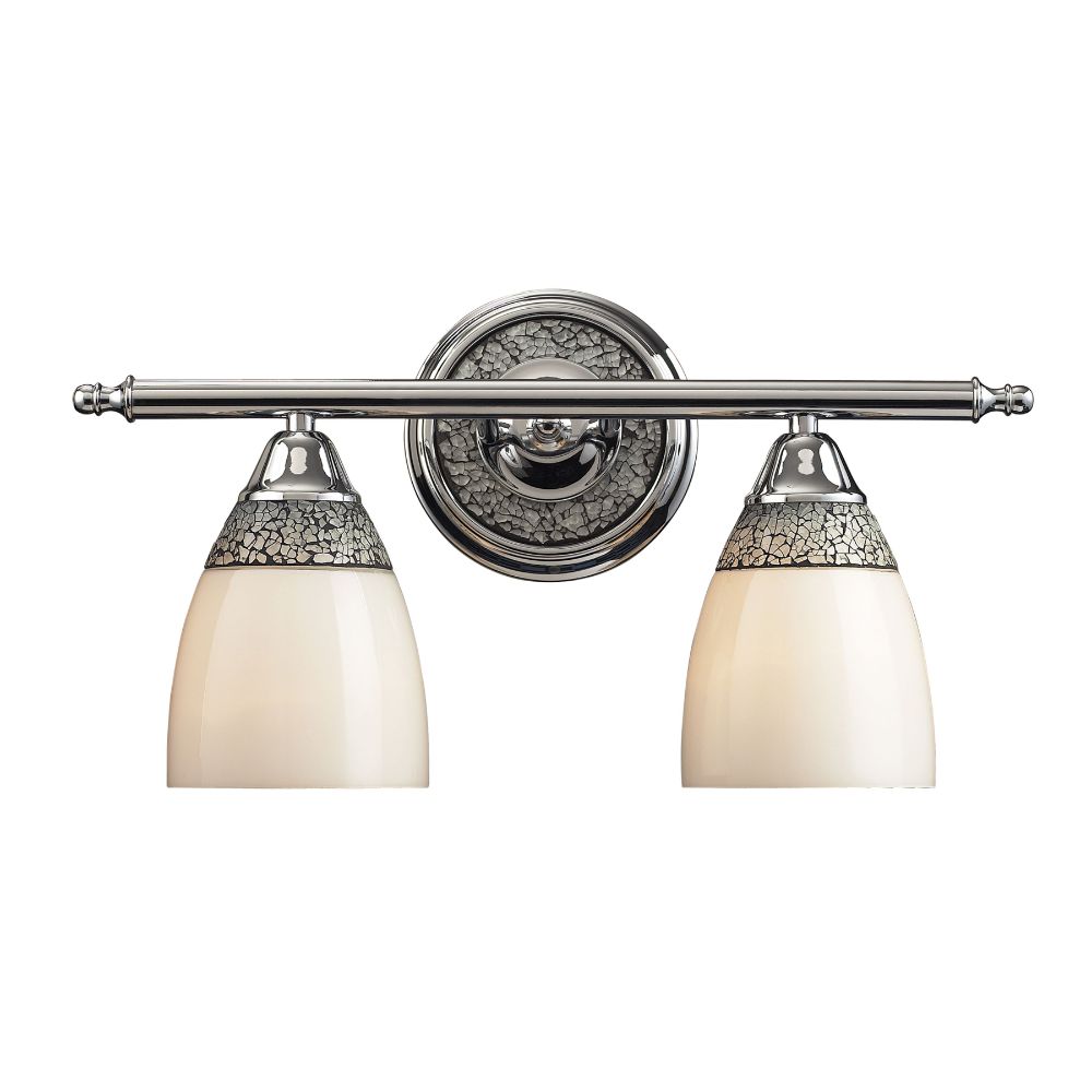 ELK Lighting 525-2CHR DIAMANTE COLLECTION-VANITY COLLECTION ELEGANT BATH LIGHTING 2-LIGHT CHROME FINISH with WHITE GLASS H