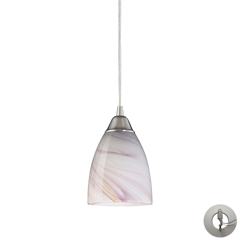 ELK Lighting 527-1CR-LA 1 Light Pendant In Satin Nickel And Creme Glass With Adapter Kit