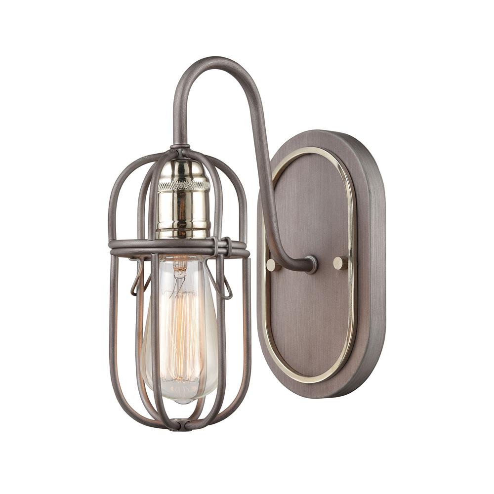 Elk Lighting 55061/1 Industrial Cage 1-Light Vanity Light in Weathered Zinc