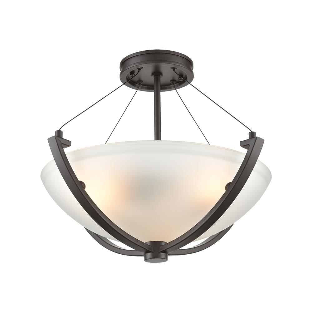 Elk Lighting 55082/3 Roebling 3-Light Semi Flush Mount in Oil Rubbed Bronze with Frosted Glass