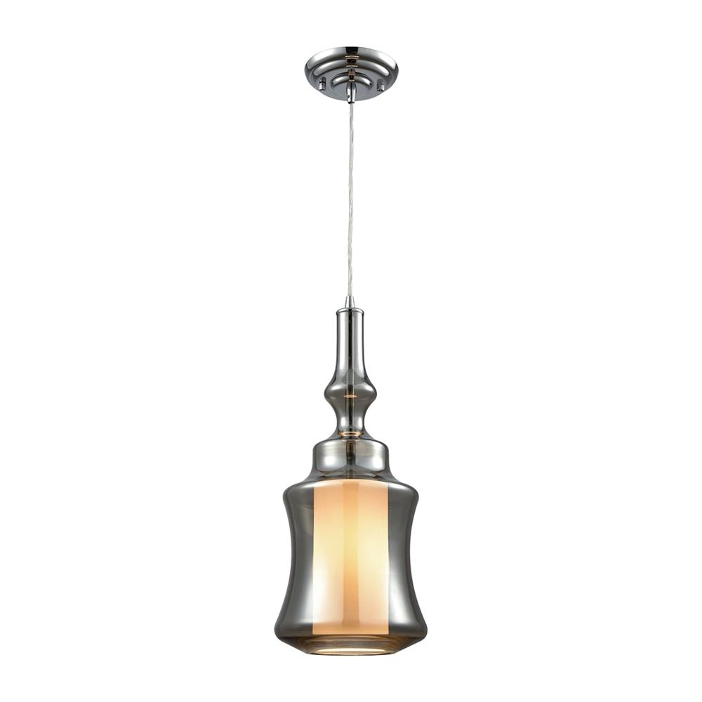 ELK Lighting 56503/1 Alora 1 Light Pendant In Polished Chrome With Opal White And Smoke Plated Glass