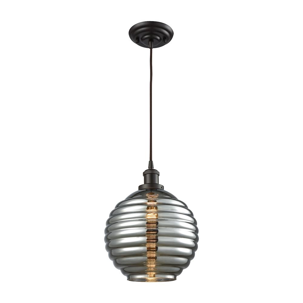 ELK Lighting 56550/1 Ridley 1 Light Pendant In Oil Rubbed Bronze With Smoke Plated Beehive Glass