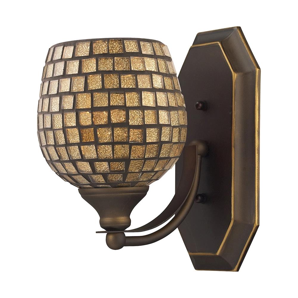 ELK Lighting 570-1B-GLD 1 Light Vanity In Aged Bronze And Gold Mosaic Glass