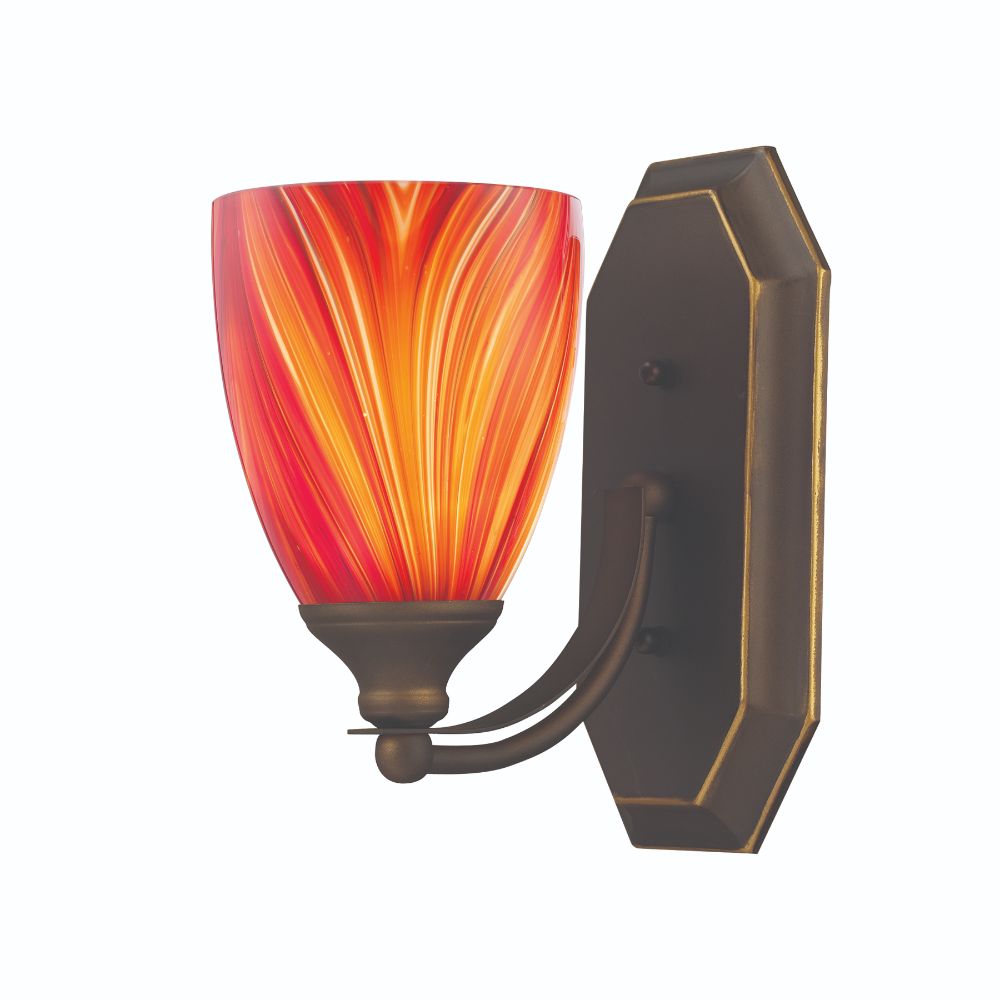Elk Lighting 570-1B-M Mix-N-Match Vanity 1-Light Wall Lamp in Aged Bronze with Multi-colored Glass