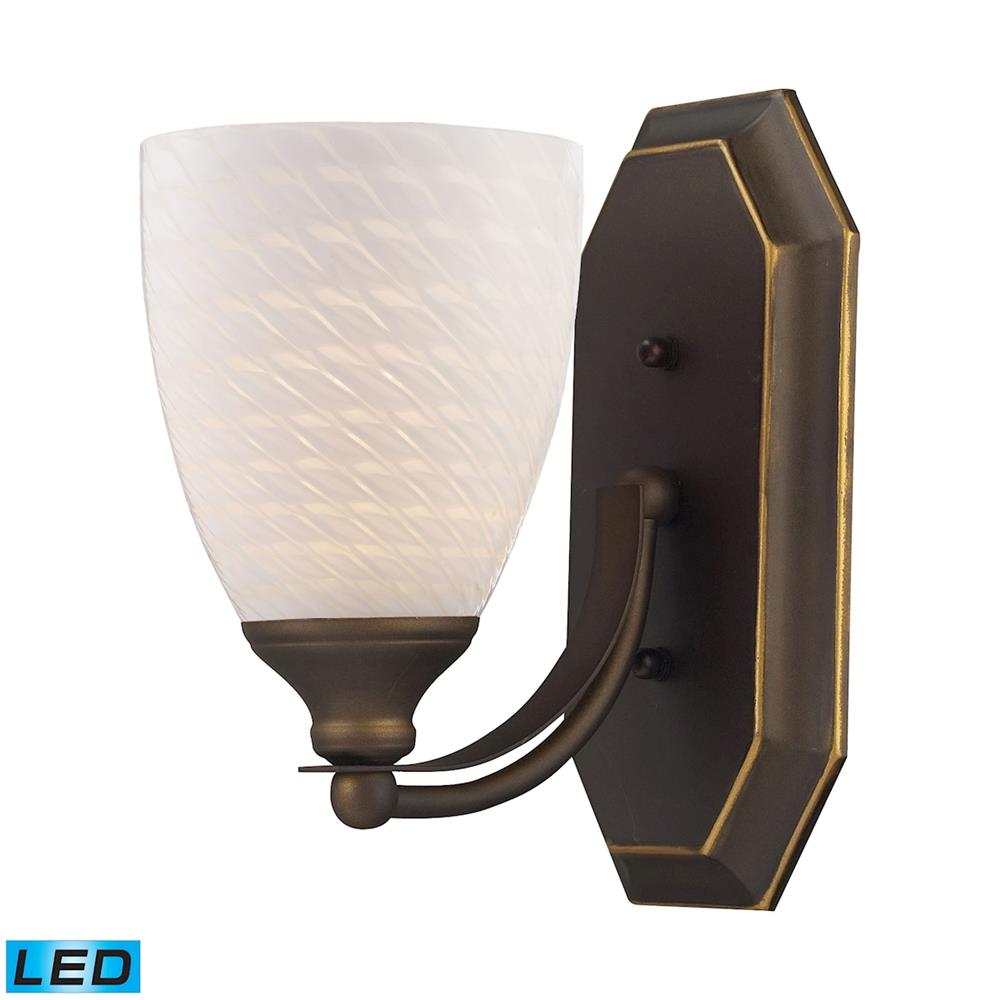 ELK Lighting 570-1B-WS-LED 1 Light Vanity In Aged Bronze And White Swirl Glass - LED
