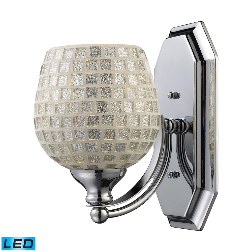ELK Lighting 570-1C-SLV-LED 1 Light Vanity In Polished Chrome And Silver Mosaic Glass - LED