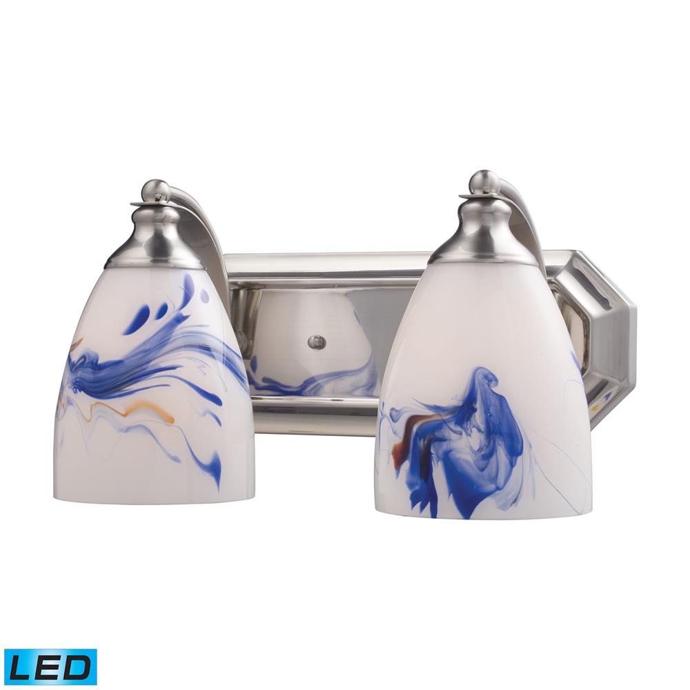 ELK Lighting 570-2N-MT-LED 2 Light Vanity In Satin Nickel And Mountain Glass - LED