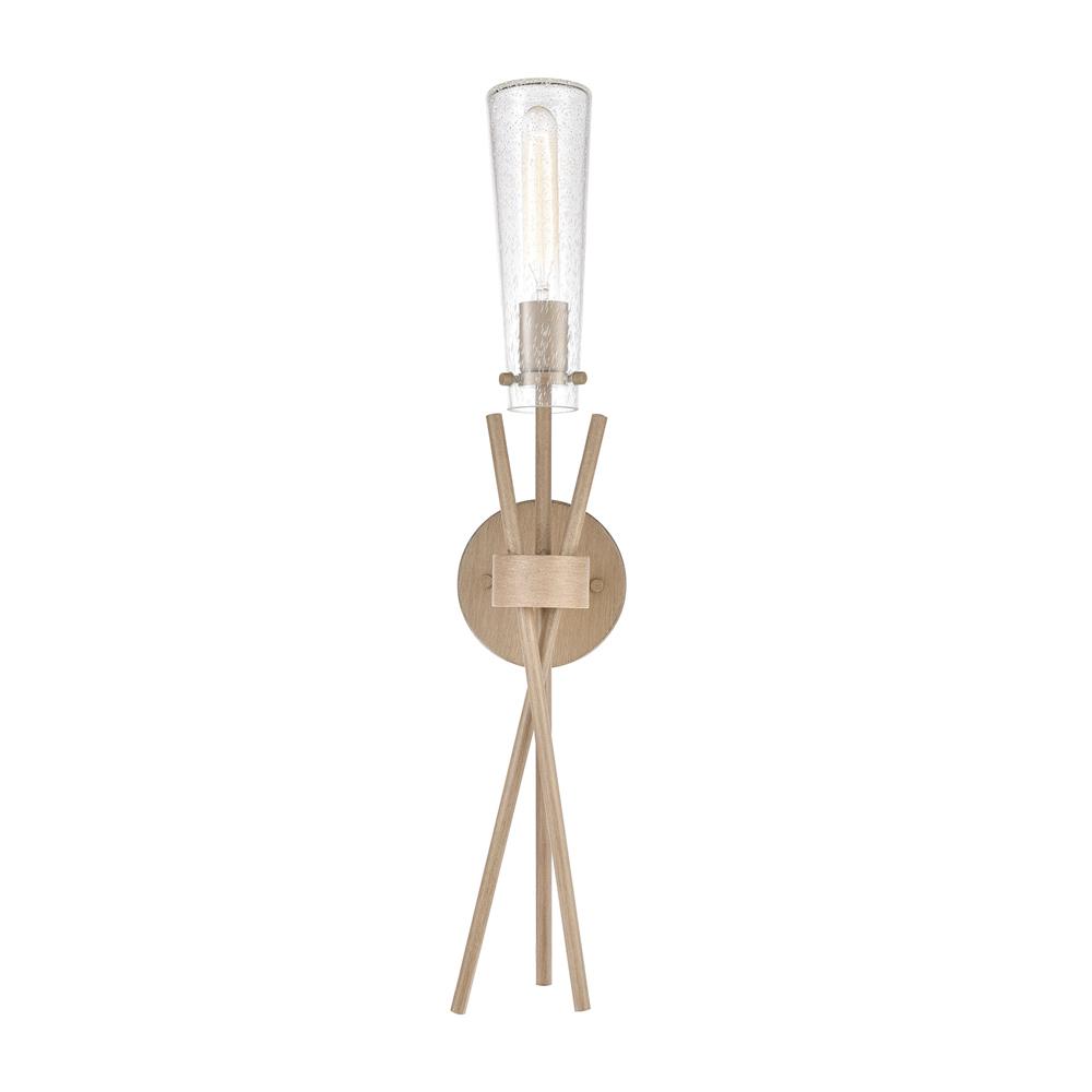 Elk Lighting 57280/1 Stix 1-Light Sconce in Light Wood with Seedy Glass