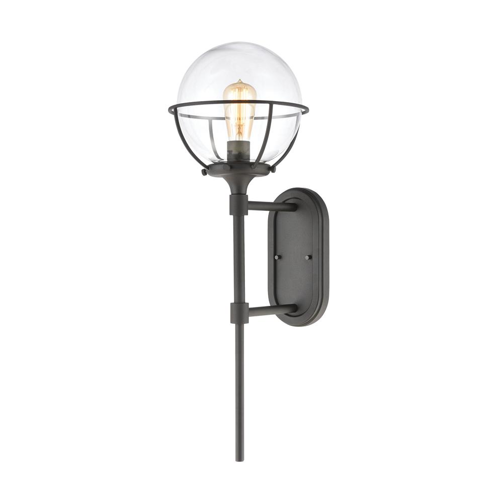 Elk Lighting 57291/1 Girard 1-Light Sconce in Charcoal with Clear Glass