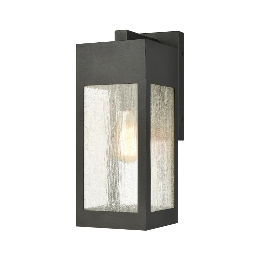 ELK Lighting 57301/1 Angus 1-Light Outdoor Sconce in Charcoal with Seedy Glass Enclosure