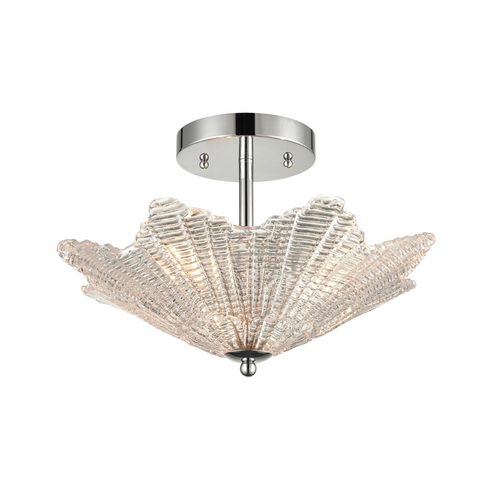 ELK Lighting 60174/3 Radiance 3-Light Semi Flush in Polished Chrome with Clear Textured Glass