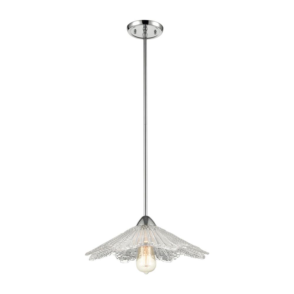 ELK Lighting 60176/1 Radiance 1-Light Pendant in Polished Chrome with Clear Textured Glass