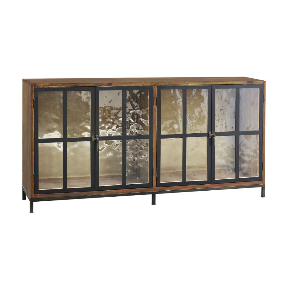 ELK Home 6419517 Modern America 4-Door Cabinet in Timber and Metal with Hand-poured Glass in Brown
