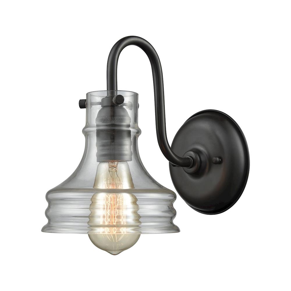 ELK Lighting 65225/1 Binghamton 1 Light Wall Sconce In Oil Rubbed Bronze With Clear Glass