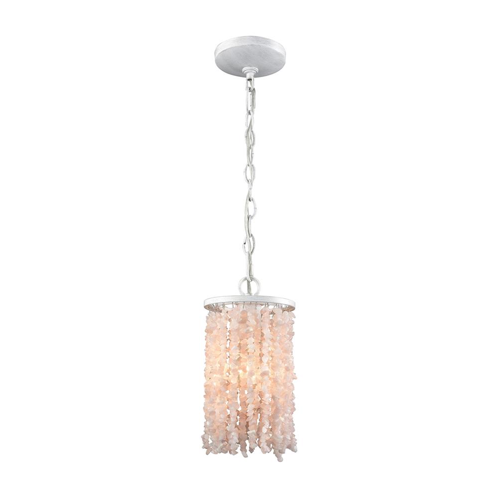 ELK Lighting 65330/1 Agate Stones 1 Light Pendant In Off White With White And Pink Agate Stones