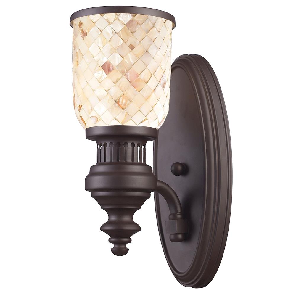 ELK Lighting 66430-1 Chadwick 1-Light Sconce In Oiled Bronze And Cappa Shell