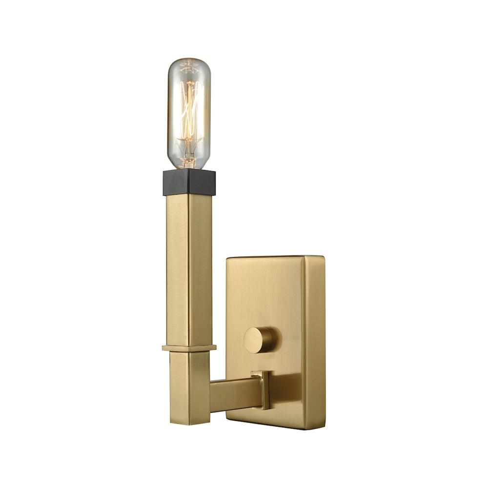 ELK Lighting 67750/1 Mandeville 1 Light Wall Sconce In Satin Brass With Oil Rubbed Bronze Accents