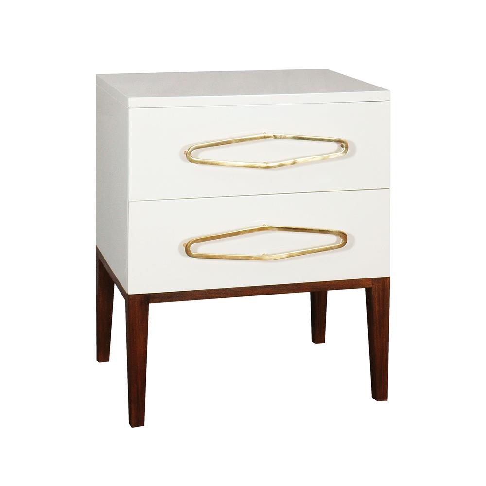 Elk Home 7011-1514 Bang 2-Drawer Side Chest in White; Polished Brass