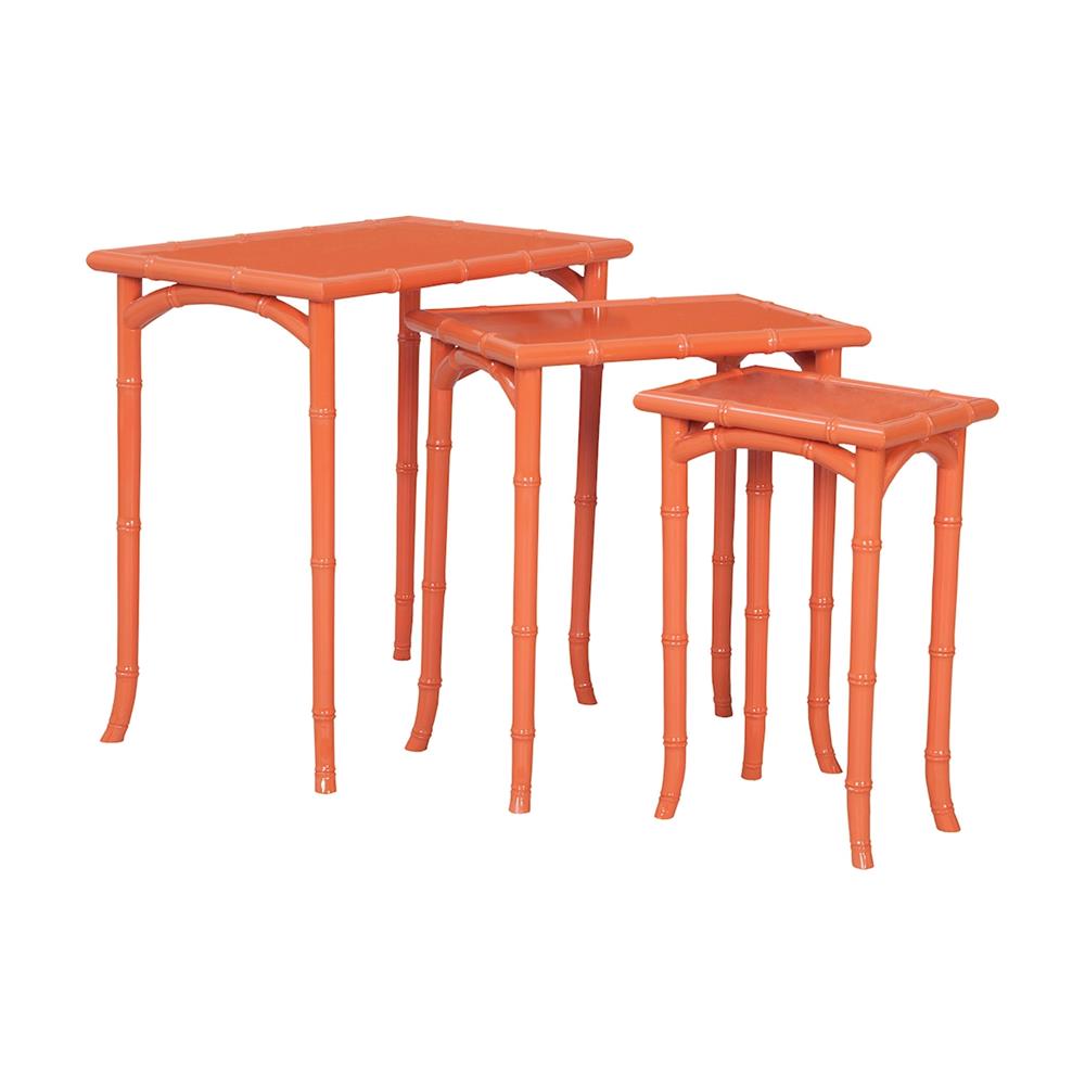 ELK Home 7115540S Loft Bamboo Nesting Tables In Loft Tangerine - Set of 3