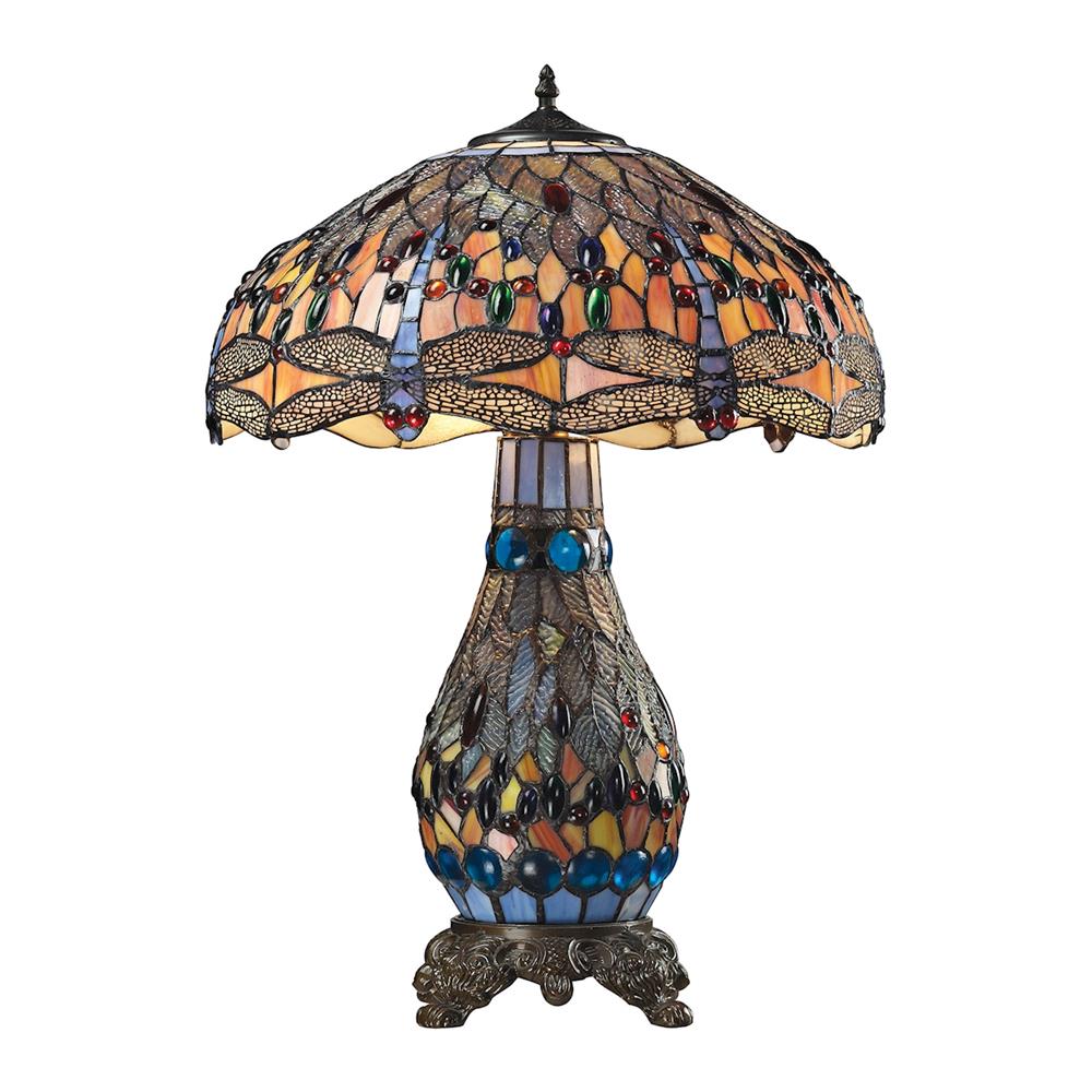 Elk Home 72079-3 Dragonfly Collection 2-Light Table Lamp in Dark Bronze in Tiffany Bronze