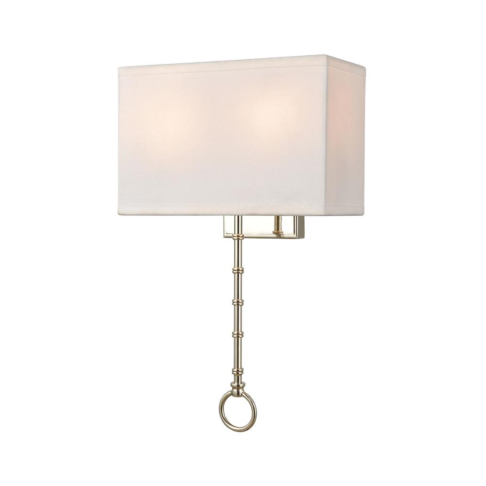 ELK Lighting 75020/2 Shannon 2-Light Sconce in Polished Chrome with White Fabric Shade