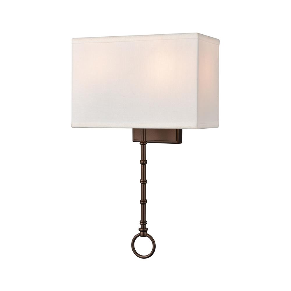 ELK Lighting 75030/2 Shannon 2-Light Sconce in Oil Rubbed Bronze with White Fabric Shade