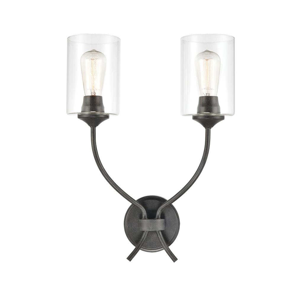 ELK Lighting 75092/2 Daisy 2-Light Sconce in Midnight Bronze with Clear Glass