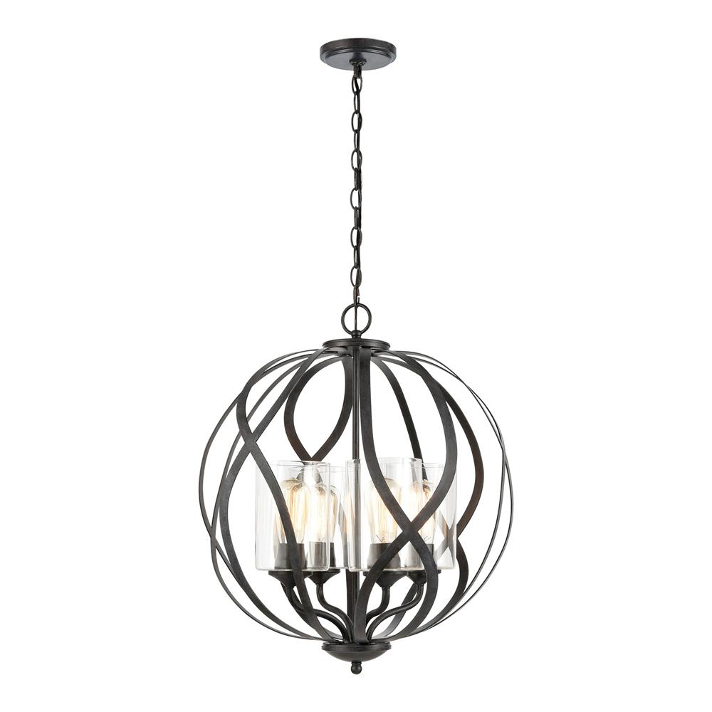 ELK Lighting 75095/4 Daisy 4-Light Chandelier in Midnight Bronze with Clear Glass