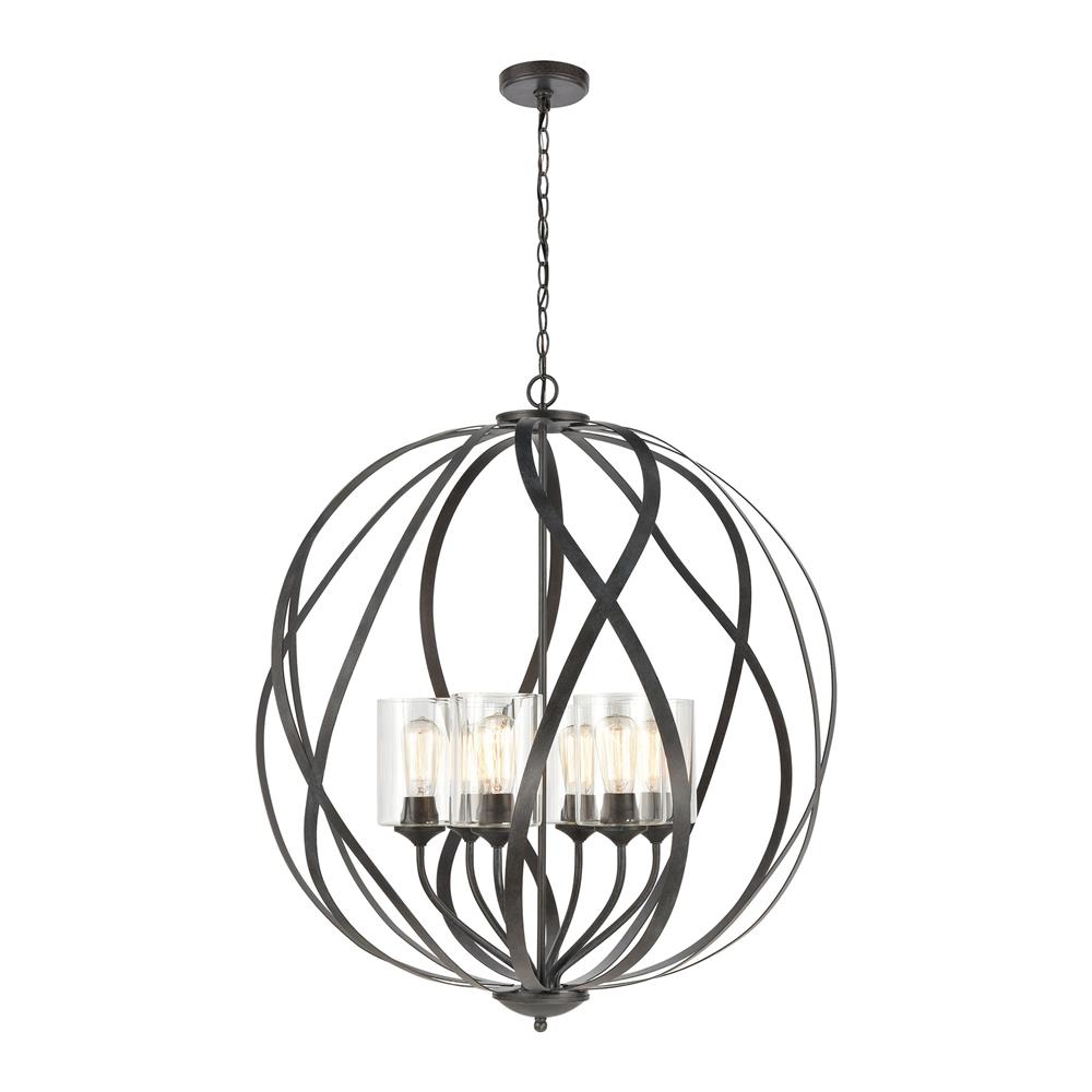 ELK Lighting 75096/6 Daisy 6-Light Chandelier in Midnight Bronze with Clear Glass