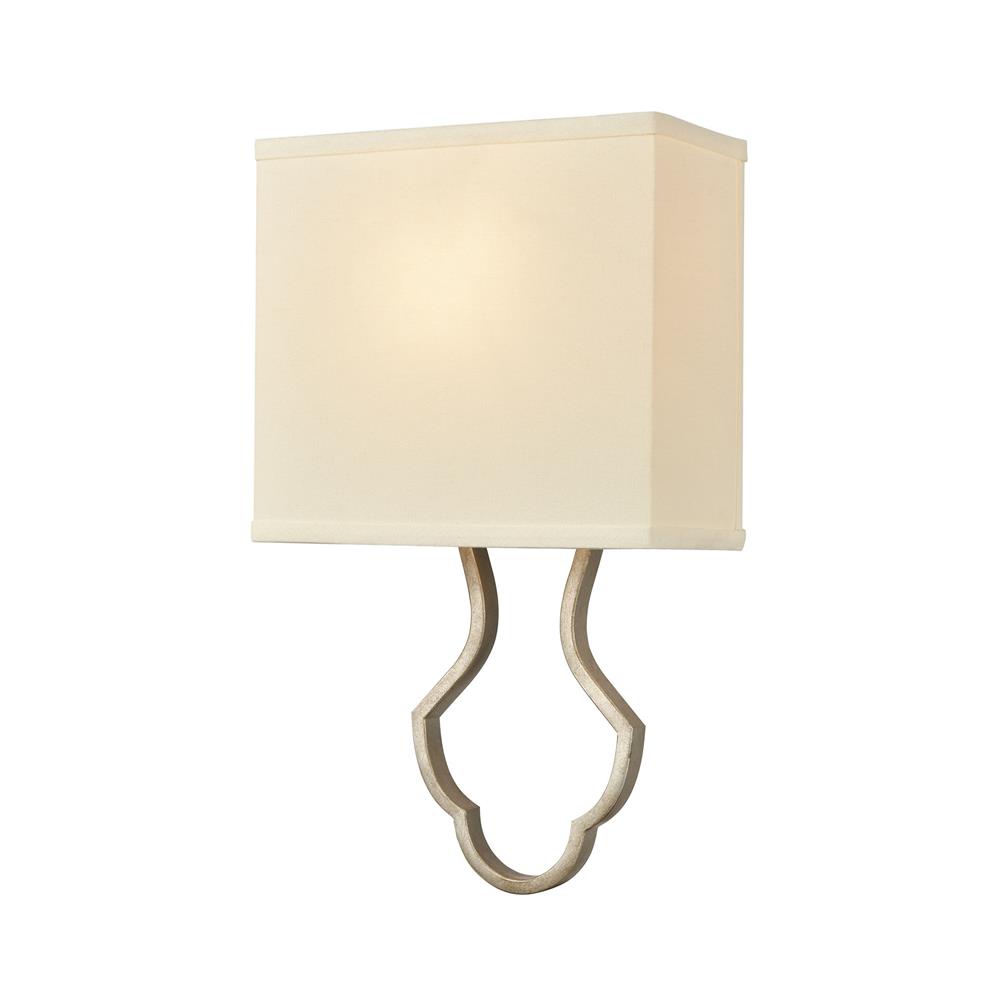 ELK Lighting 75100/1 Lanesboro 1-Light Sconce in Dusted Silver with White Fabric Shade