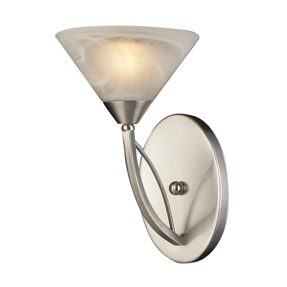 ELK Lighting 7630/1 1 Light Wall Bracket In Satin Nickel And Marblized White Glass