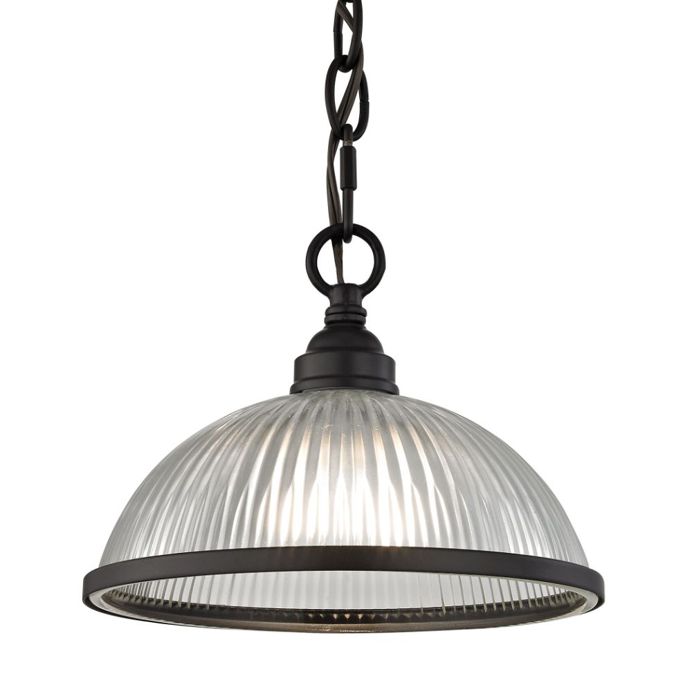 ELK Lighting 7661PS/10 Liberty Park 1-Light Flush Mount in Oil Rubbed Bronze with Prismatic Clear Glass