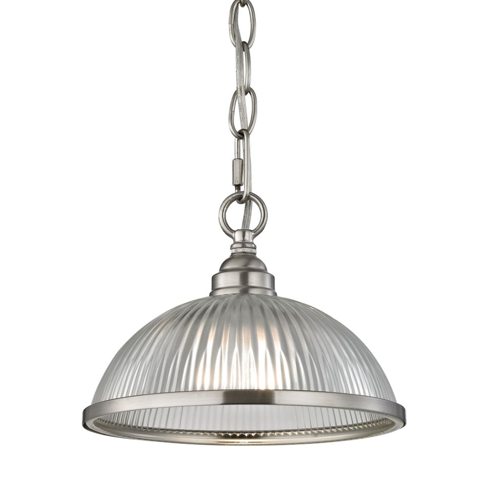 ELK Lighting 7661PS/20 Liberty Park 1-Light Flush Mount in Brushed Nickel with Prismatic Clear Glass