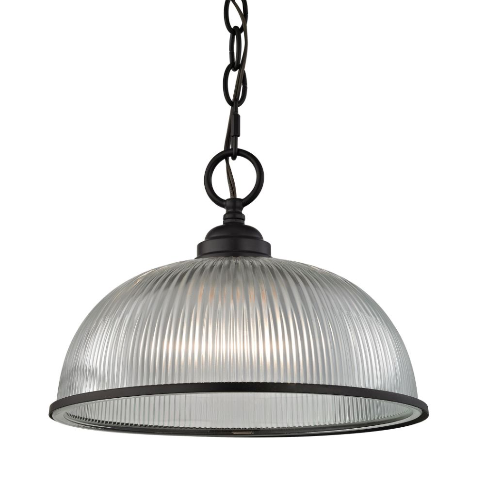 ELK Lighting 7681PL/10 Liberty Park 1-Light Mini Pendant in Oil Rubbed Bronze with Prismatic Clear Glass