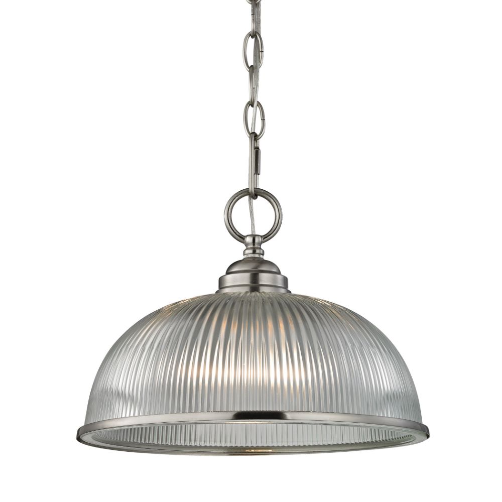ELK Lighting 7681PL/20 Liberty Park 1-Light Mini Pendant in Brushed Nickel with Prismatic Clear Glass