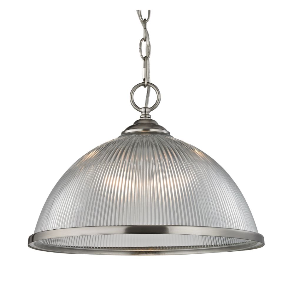 ELK Lighting 7691PL/20 Liberty Park 1-Light Pendant in Brushed Nickel with Prismatic Clear Glass