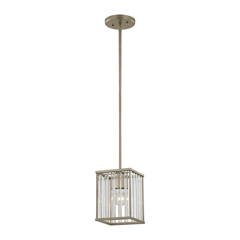 ELK Lighting 81095/1 Ridley 1 Light Pendant In Aged Silver With Oval Glass Rods