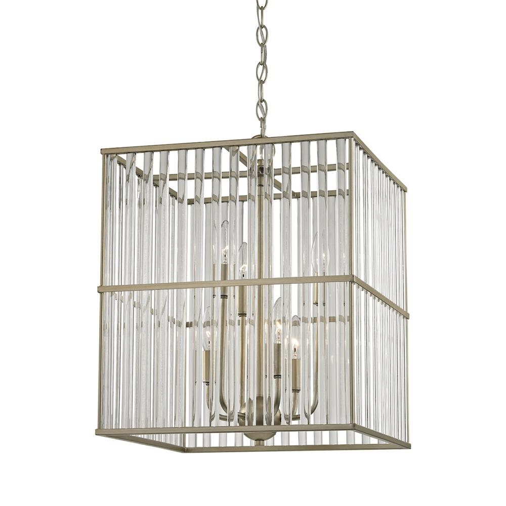 ELK Lighting 81097/6 Ridley 6 Light Chandelier In Aged Silver With Oval Glass Rods