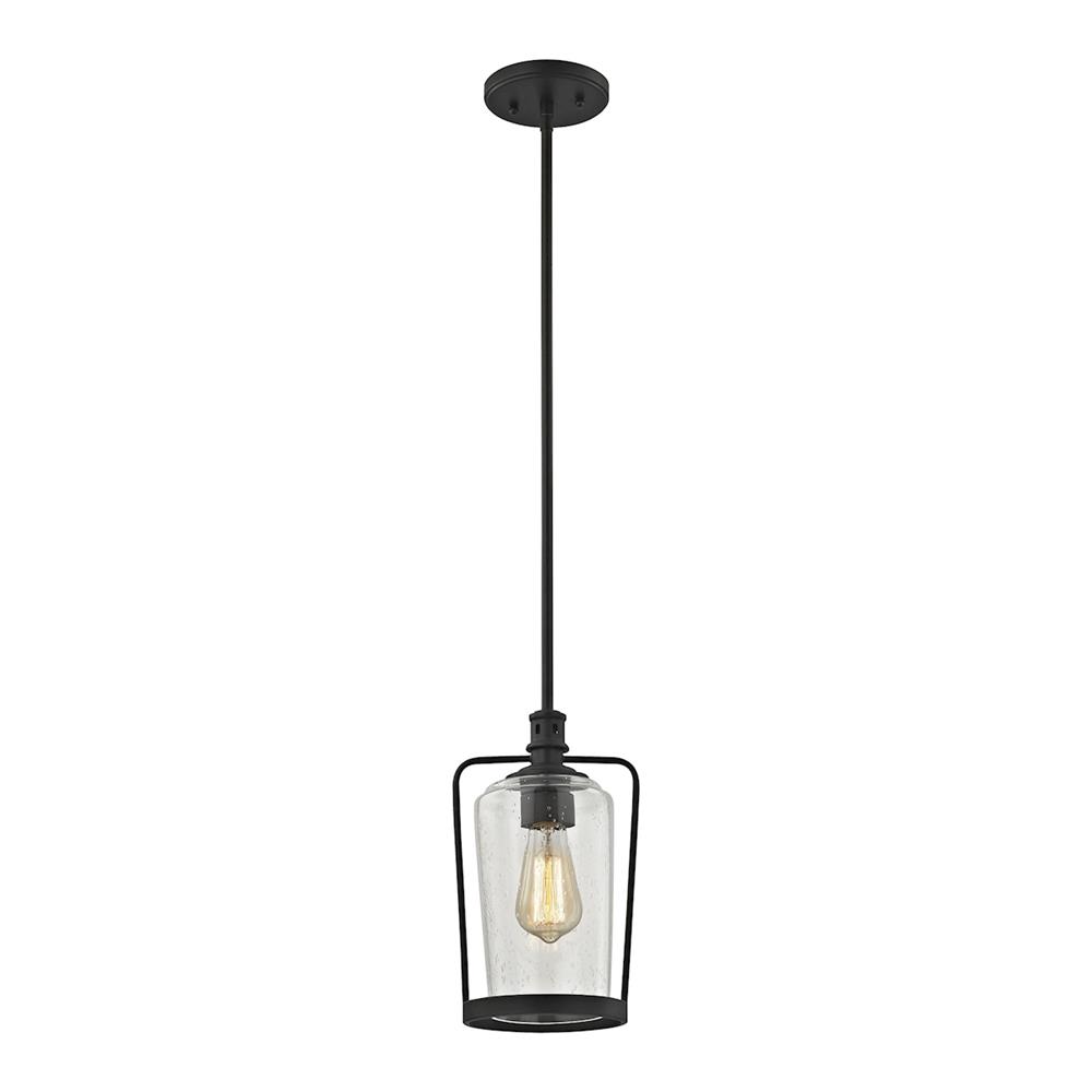 ELK Lighting 81225/1-LA Hamel 1 Light Pendant In Oil Rubbed Bronze With Clear Seedy Glass - Includes Recessed Lighting Kit