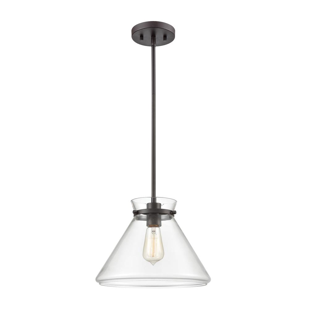 Elk Lighting 85215/1 Mickley 1-Light Mini Pendant in Oil Rubbed Bronze with Clear Glass