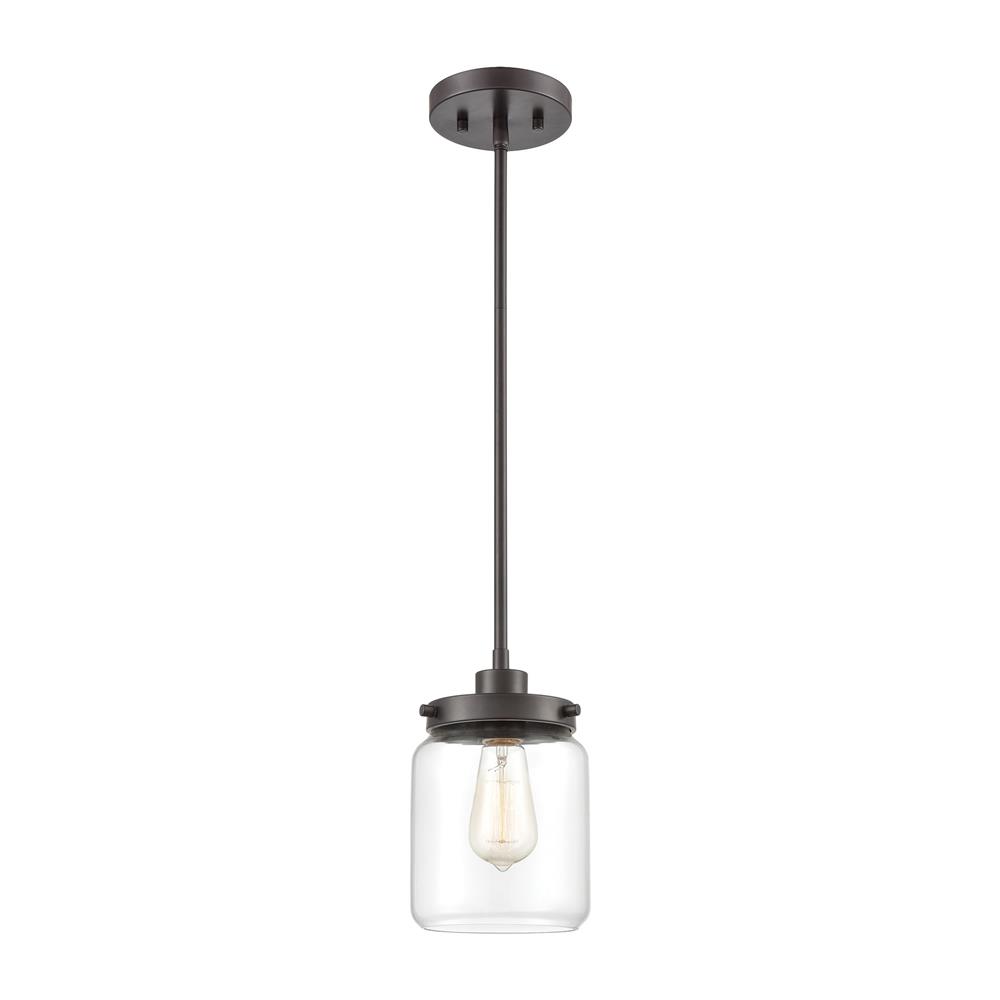 ELK Lighting 85216/1 Mason 1-Light Mini Pendant in Oil Rubbed Bronze with Clear Glass