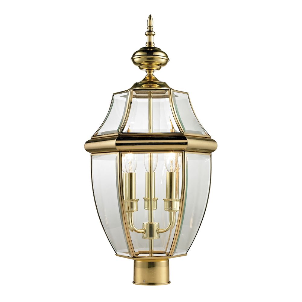 ELK Lighting 8603EP/85 Ashford 3-Light Post Mount Lantern in Antique Brass - Large