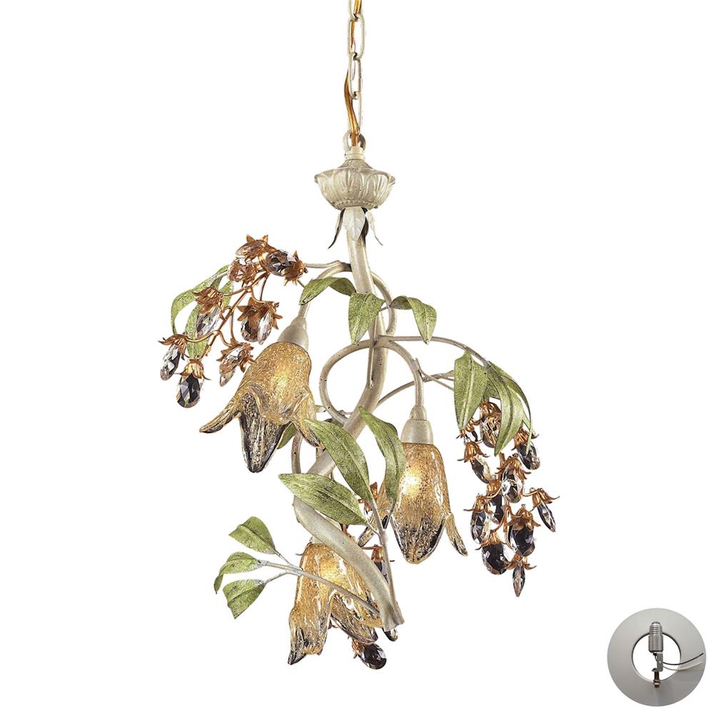 ELK Lighting 86051-LA 3 Light Chandelier In Seashell And Amber Glass With Adapter Kit