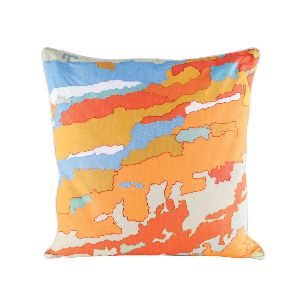 ELK Home 8906-007-C Orange Topography Pillow with Goose Down Insert